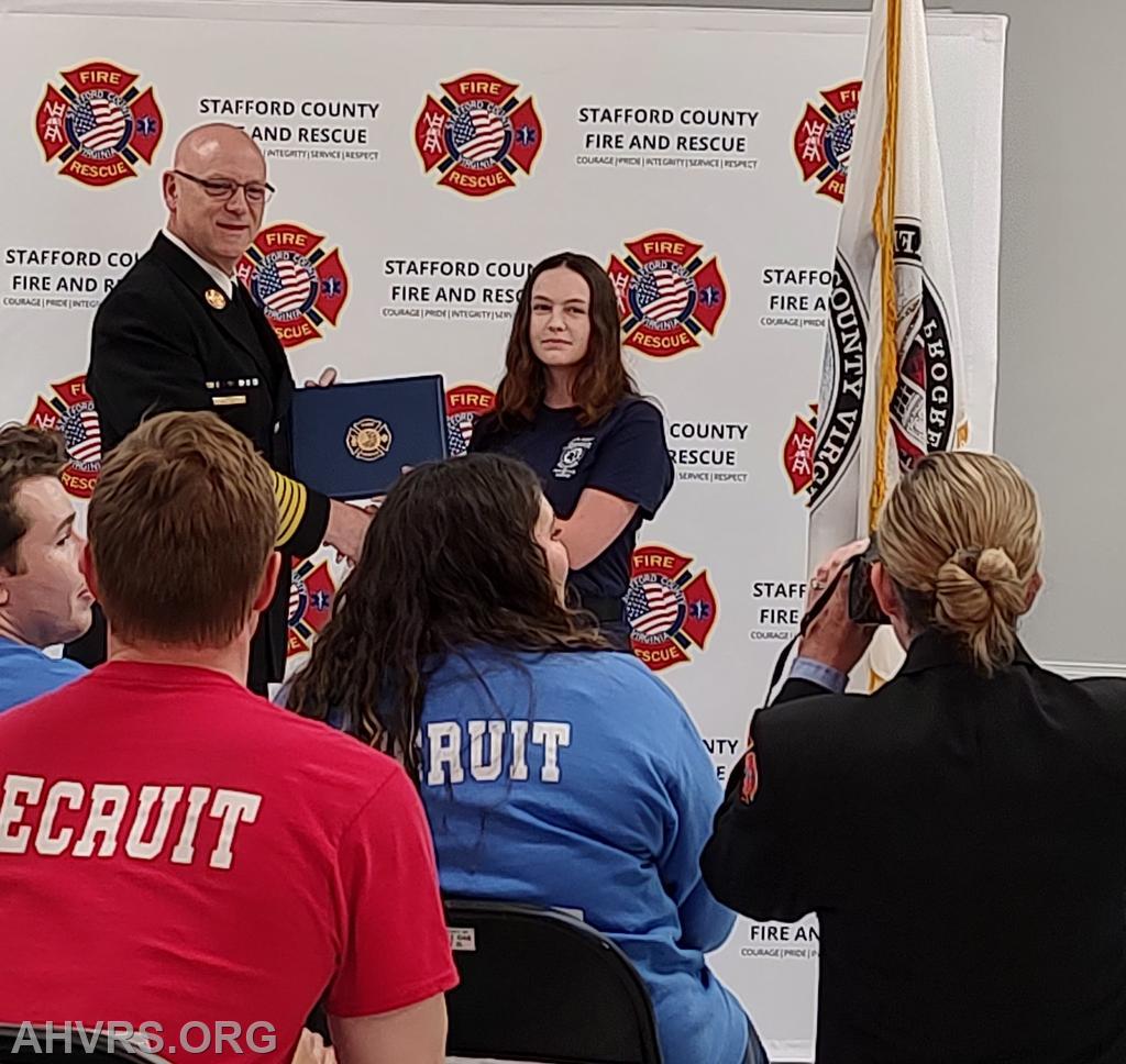 Volunteer Fire And EMT class Graduation
Jordyn with Chief Cardello
