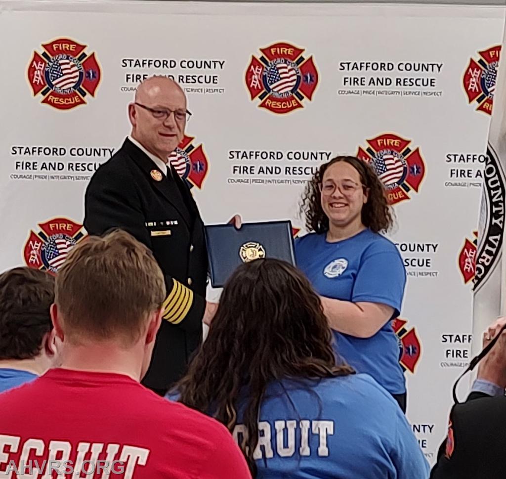 Volunteer Fire And EMT class Graduation
Cyria with Chief Cardello