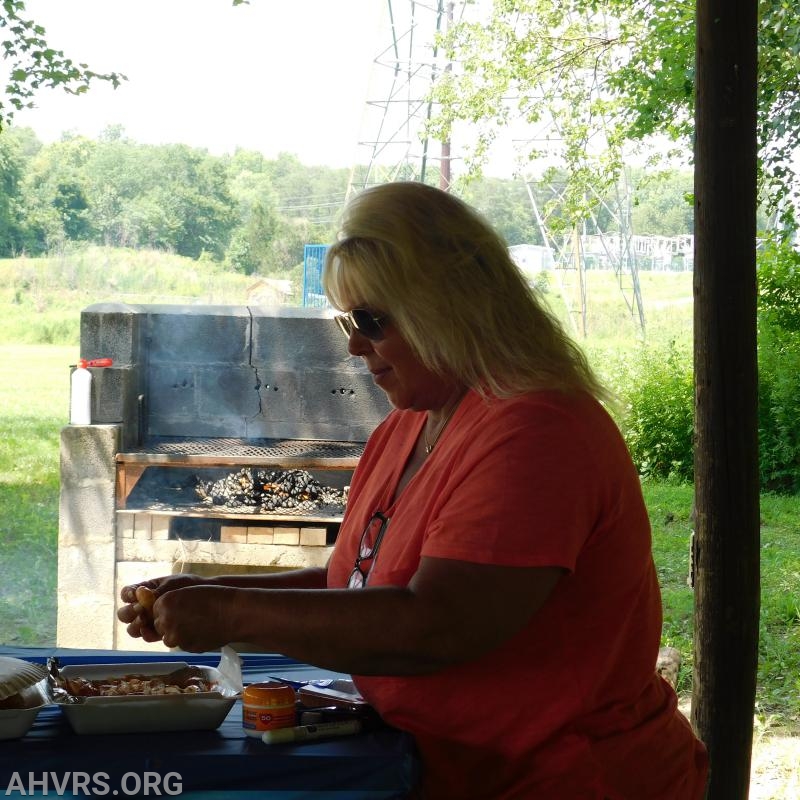 Anniversary Picnic - Kathy; peeling shrimp