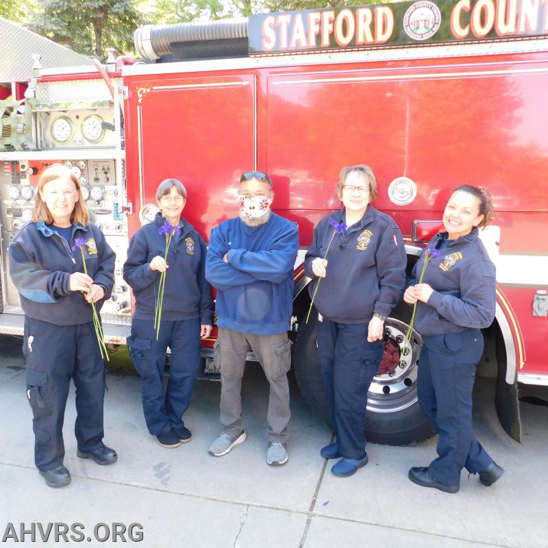 Mothers's Day Crew members were given flower irises by Harbour resident