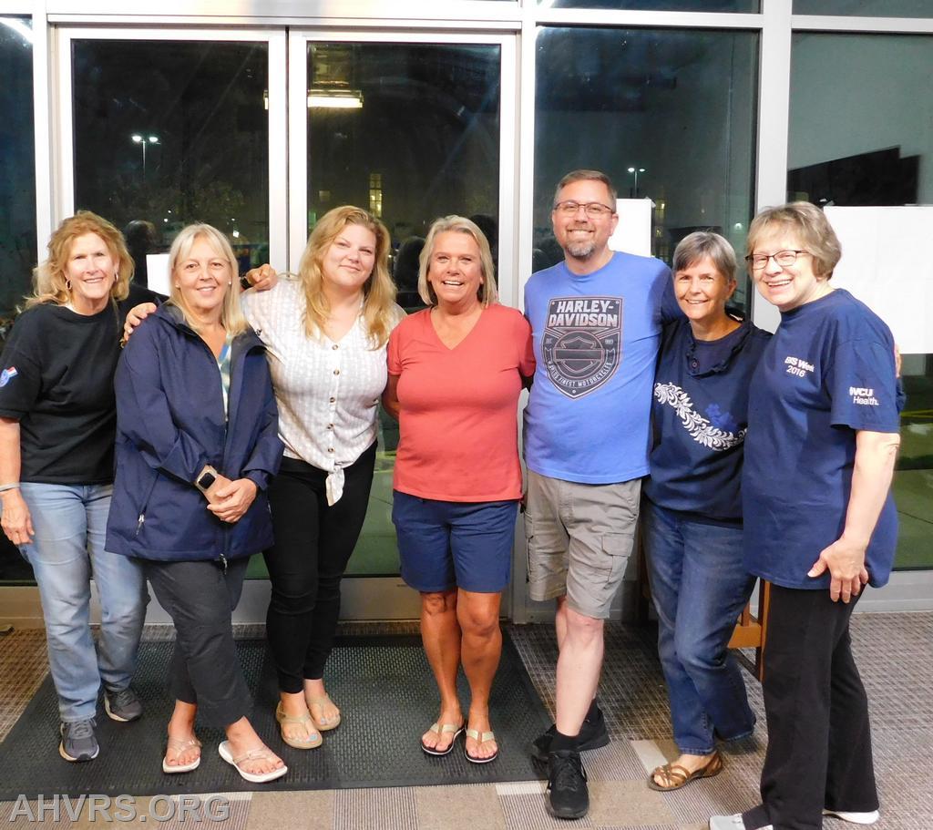 Patricia, Patty, Angela, Roxanne, Jeff, Jayne and Chris. Roxanne's last meeting
