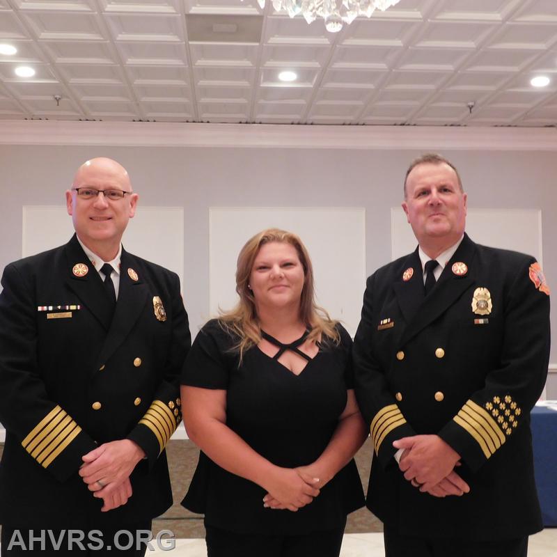County Recognition Awards Dinner
Chief Cardello, AHVRS President Angela Wilhelm and Asst. Chief Baldwin