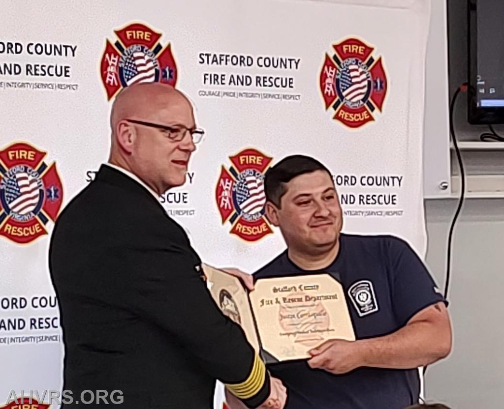 Justin Carrisquillo with Chief Cardello
EMT Graduation May 23